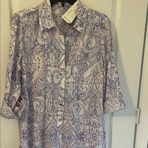 Chico's Paisley Print Women’s Shirt - Purple NWT Chicos SZ 1; US size 8/10